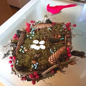 Beautifull large Hand Crafted Cardinal nest 15x13" wide 5" tall